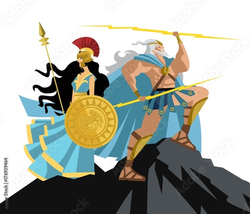 athena and zeus on mount olympus