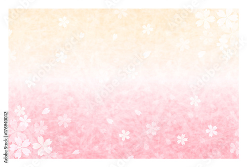 桜　年賀状　和紙　背景