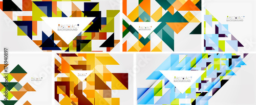 Set of triangle geometric abstract backgrounds