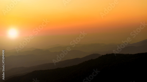landscape of mountains on sunset 