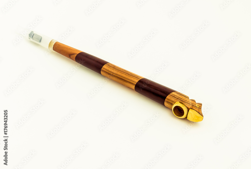 beautiful wooden smoking pipes on white background Stock Photo | Adobe