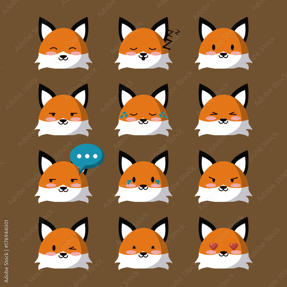 Cute fox icons icon vector illustration graphic design Cute fox icons icon vector illustration graphic design