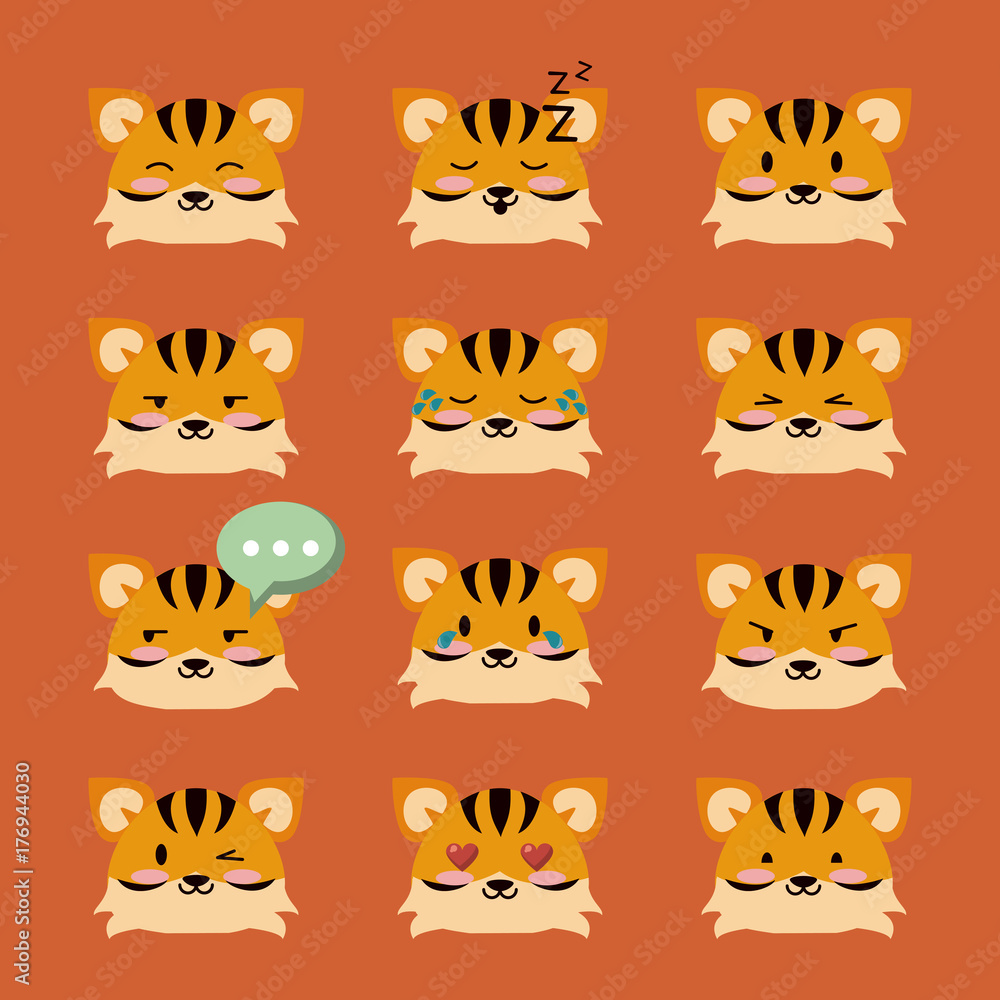 Cute tiger icons icon vector illustration graphic design Cute tiger icons icon vector illustration graphic design