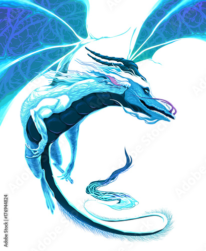White dragon flying