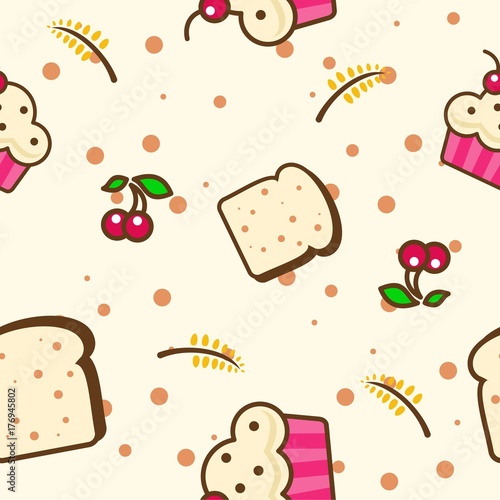 bread and cake - Seamless Pattern - vector logo/icon illustration