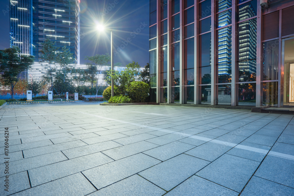 custom made wallpaper toronto digitalmodern glass building exterior with empty pavement,copy space,shanghai,china.