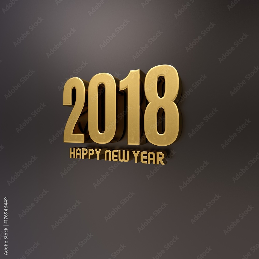 Happy New Year 2018 Text Design 3D Illustration Happy New Year 2018 Text Design 3D Illustration