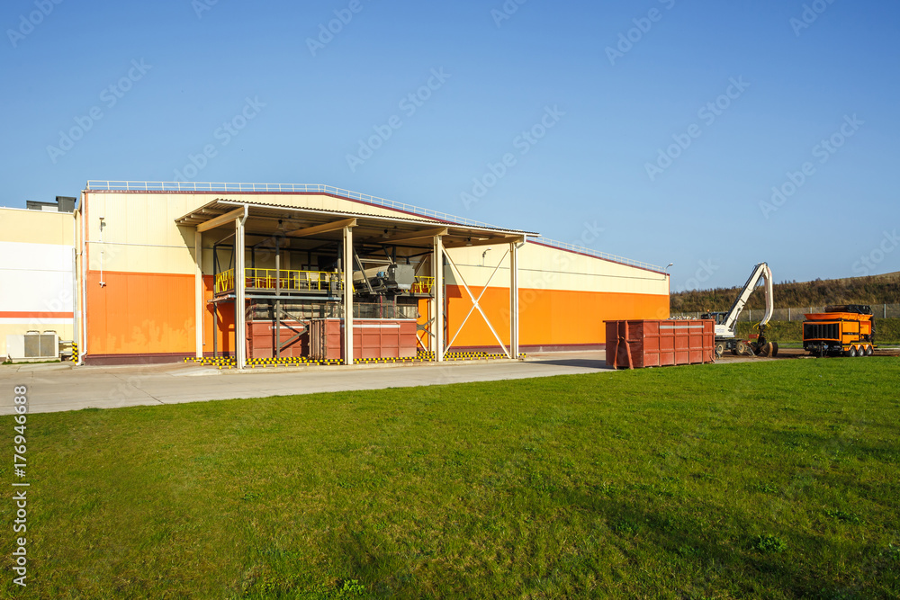 Modern waste recycling processing plant. Separate garbage collection. Recycling and storage of waste for further disposal. Modern waste recycling processing plant. Separate garbage collection. Recycling and storage of waste for further disposal.