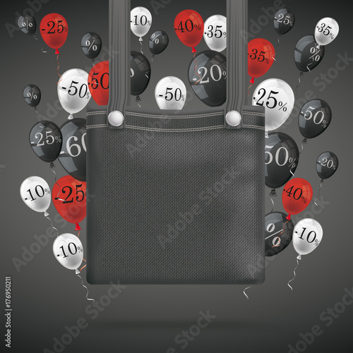 Schwarze Tasche mit Discount-Luftballons