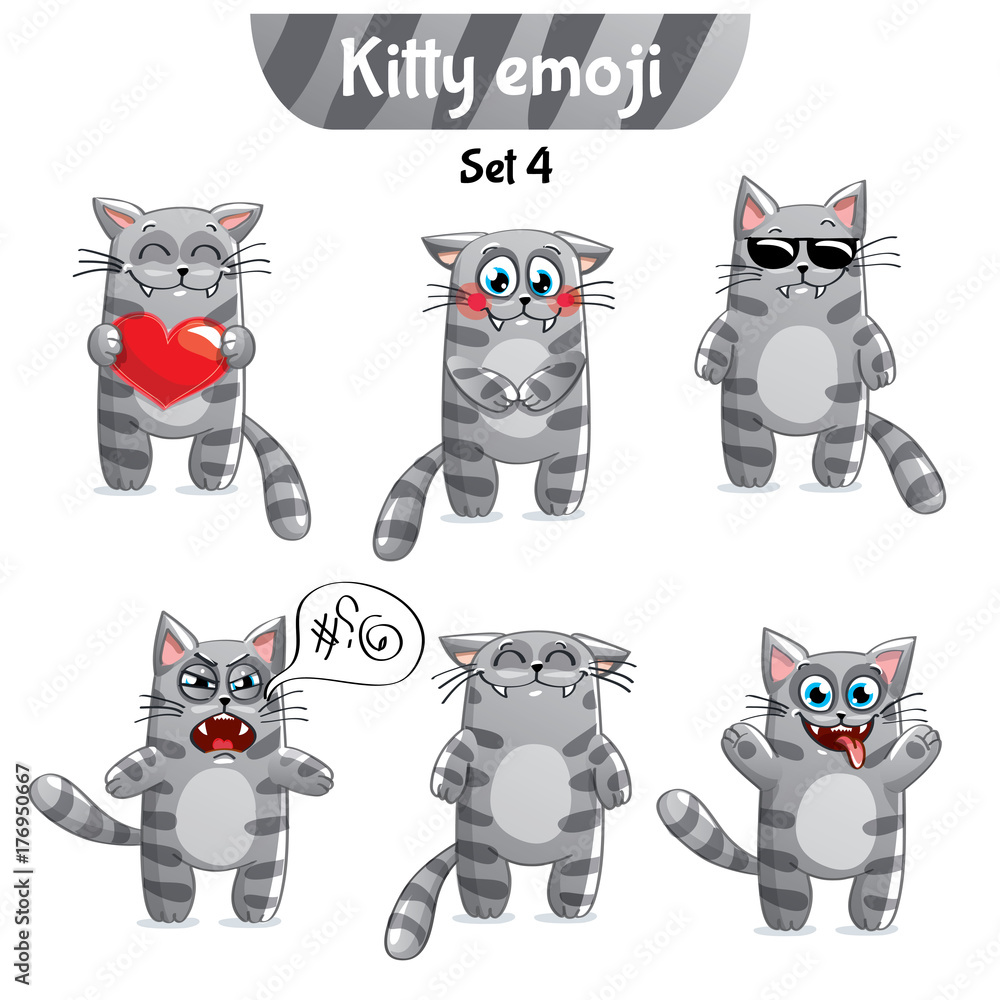 Vector set of tabby cat characters. Set 4 Vector set of tabby cat characters. Set 4