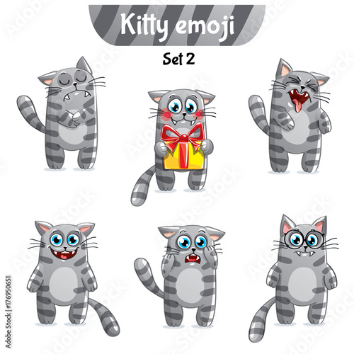 Vector set of tabby cat characters. Set 2