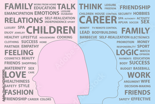 Wallpaper Mural Female and male priority concept in pink and blue color Torontodigital.ca