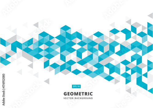 abstract blue geometric background with polygonal triangles, cube pattern.Template design with color triangle for brochure, leaflet, flyer design. Vector