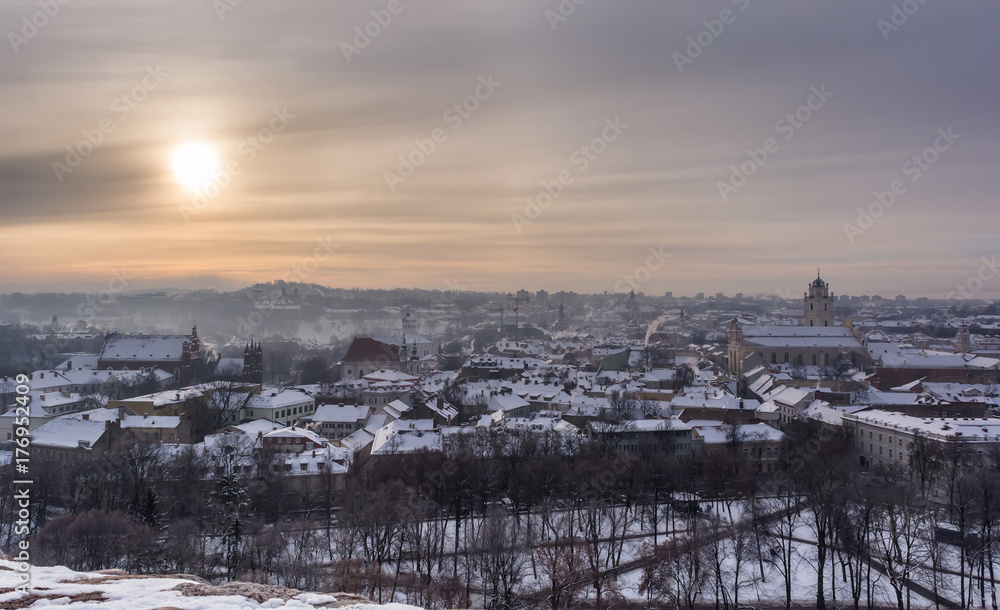 Winter morning scenery of Vilnius, Lithuania