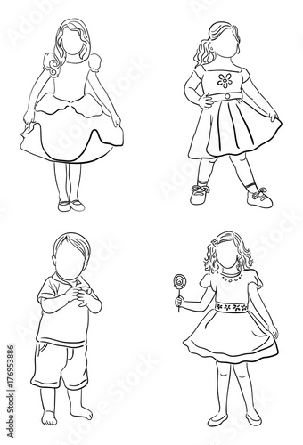 Kids line art 01, vector, illustration. Good use for symbol, logo, web icon, mascot, sign, or any design you want.