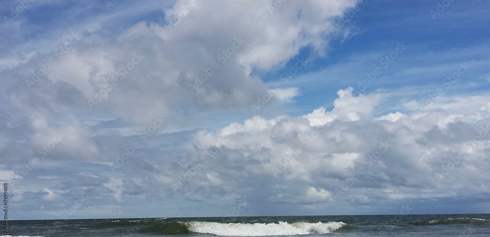 Beautiful cloudscape on ocean background in Atlantic coast of North Florida