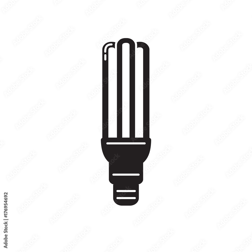 Energy saving fluorescent light bulb silhouette icon Energy saving fluorescent light bulb silhouette icon