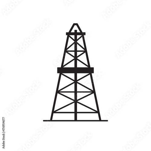 Oil derrick silhouette icon in flat style photo