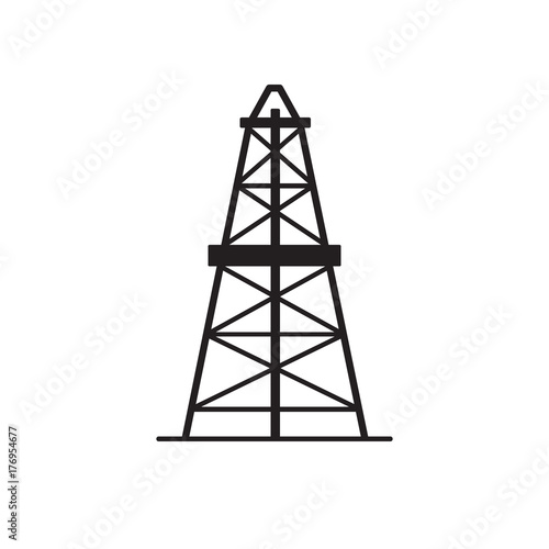 Oil derrick silhouette icon in flat style
