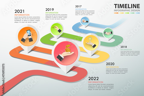 Timeline business concept infographic template 5 steps, can be used for workflow layout, diagram, number options, timeline or milestones project.