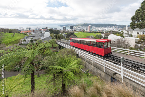 A funicular cable car in Wellington New Zealand