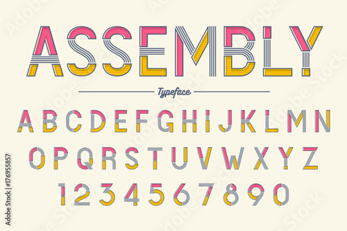 Assembly vector decorative font design, alphabet, typeface, typo