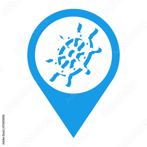 Icono plano localizacion timon espacio negativo azul
