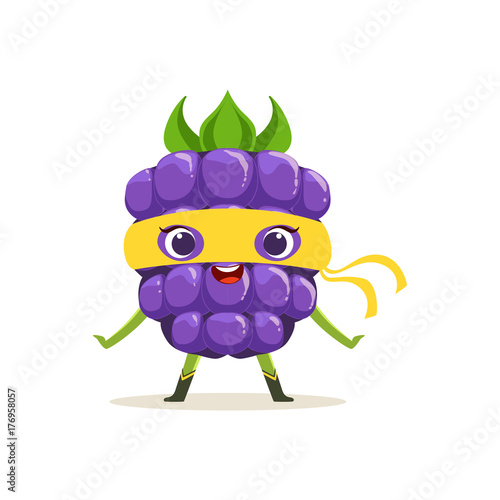 Cartoon character of happy superhero blackberry