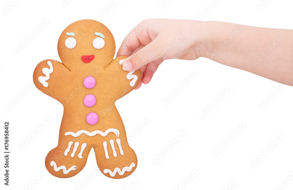 Gingerbread man in a child's hand Gingerbread man in a child's hand