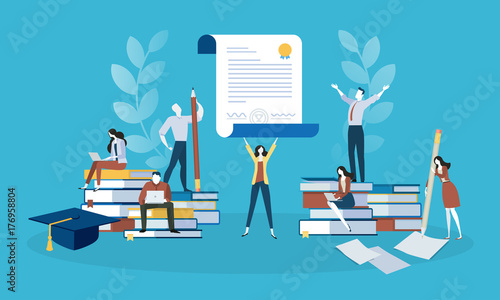 Flat design style web banner for education, knowledge, certificate, training courses. Vector illustration concept for web design, marketing, and print material.