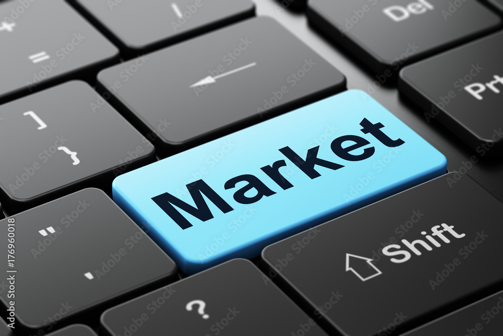 Fototapeta premium Advertising concept: Market on computer keyboard background