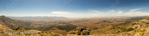 Panorama of Savanna Landscape in Mountains of Swaziland  Africa