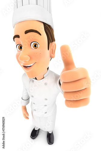 3d head chef positive pose with thumb up