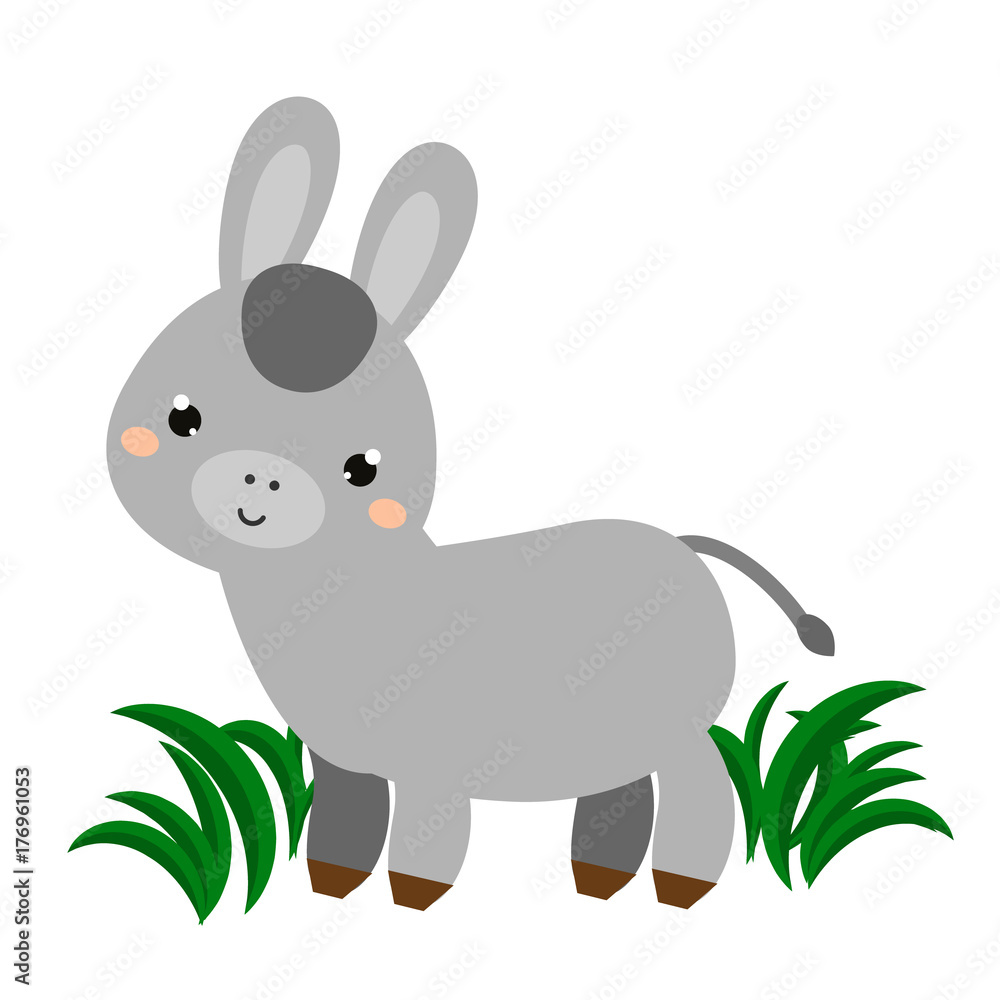 Obraz premium Cute donkey. Cartoon animal character. Vector illustration for kids and babies fashion