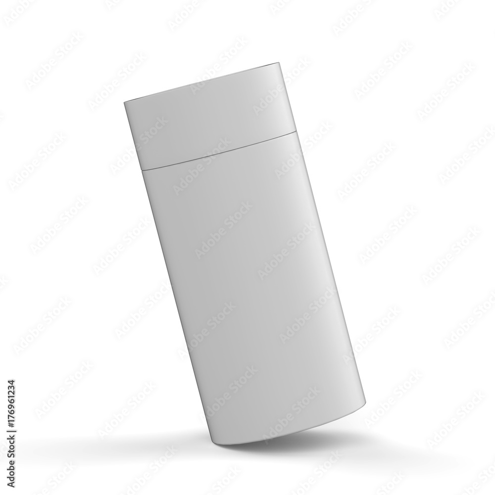 Blank White Cardboard Product Package, Round Container Box for mock up and template design. 3D Illustration Blank White Cardboard Product Package, Round Container Box for mock up and template design. 3D Illustration
