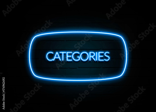 Categories  - colorful Neon Sign on brickwall