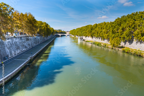Tiber river on a sunny day in Rome