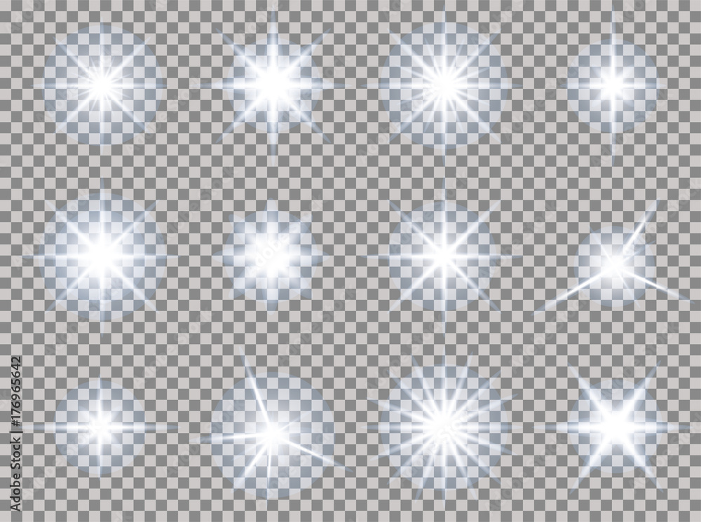 stars transparent light set - obrazy, fototapety, plakaty 