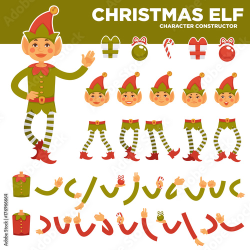 Christmas elf character constructor with body parts set