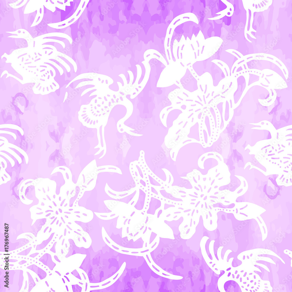 Fototapeta premium traditionally floral and bird ornament