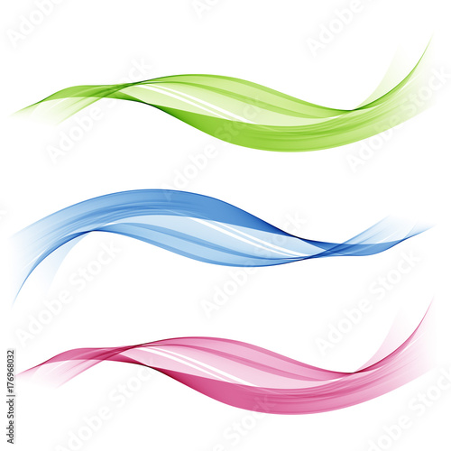 Set of abstract colored waves.Blue,green and pink wave. © lesikvit