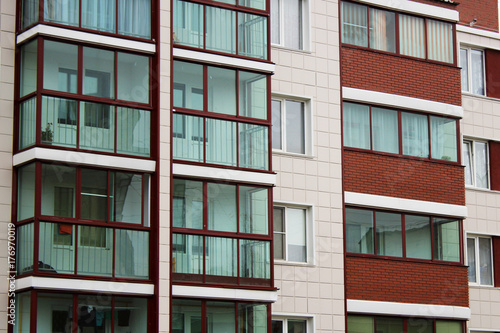 Modern building. Modern office building with facade of glass.