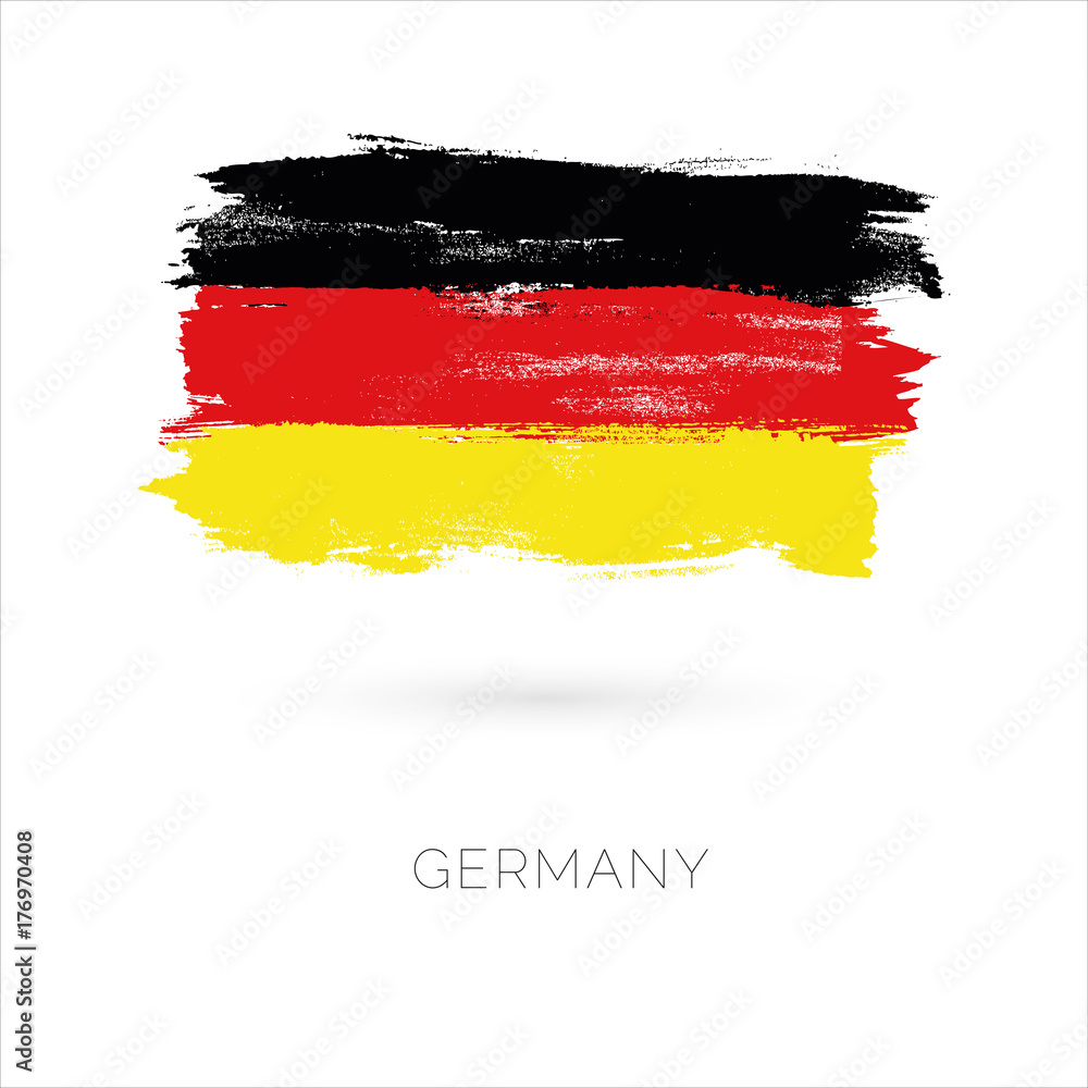 Obraz premium Germany colorful brush strokes painted national country flag icon. Painted texture.