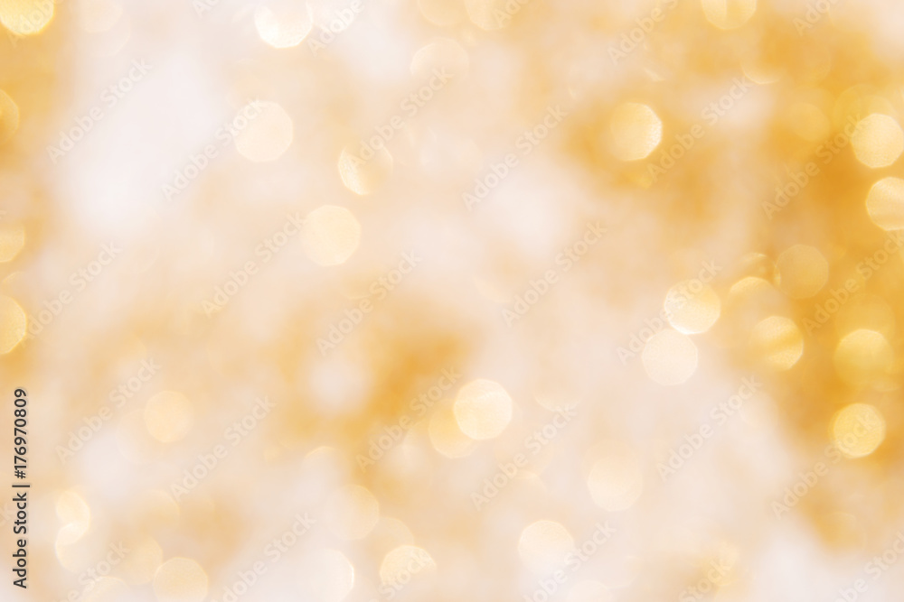 Golden bokeh. Christmas and new year theme background
