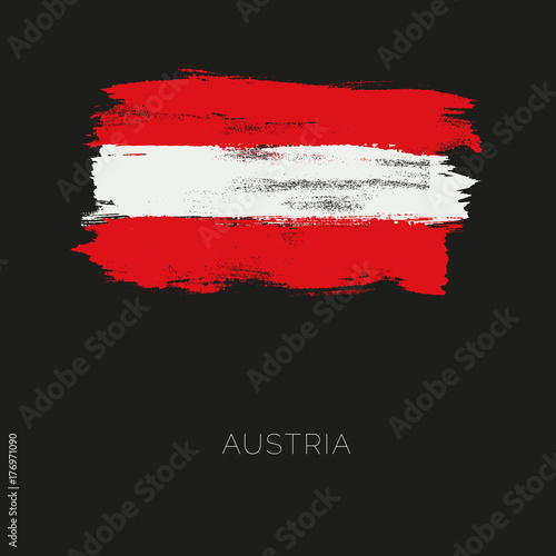 Austria colorful brush strokes painted national country flag icon. Painted texture.