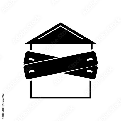bankruptcy - boarded-up house icon, illustration, vector sign on isolated background