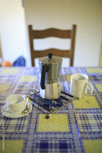 Classic aluminum coffe maker photo