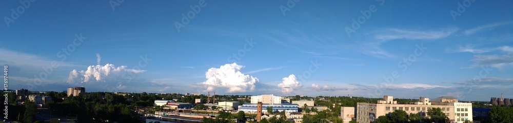 cloud, day, panorama, sky, blue, cloudy landscape, color, abstraction, beauty, nature, strong, summer, green, spring, beauty in nature, cityscape, buildings, architecture,