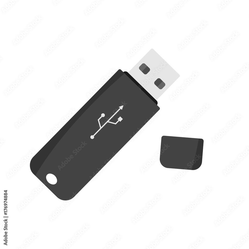 Flash drive flat illustration isolated on white background Flash drive flat illustration isolated on white background