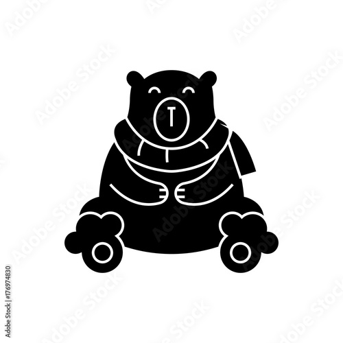 bear polar cute icon, illustration, vector sign on isolated background